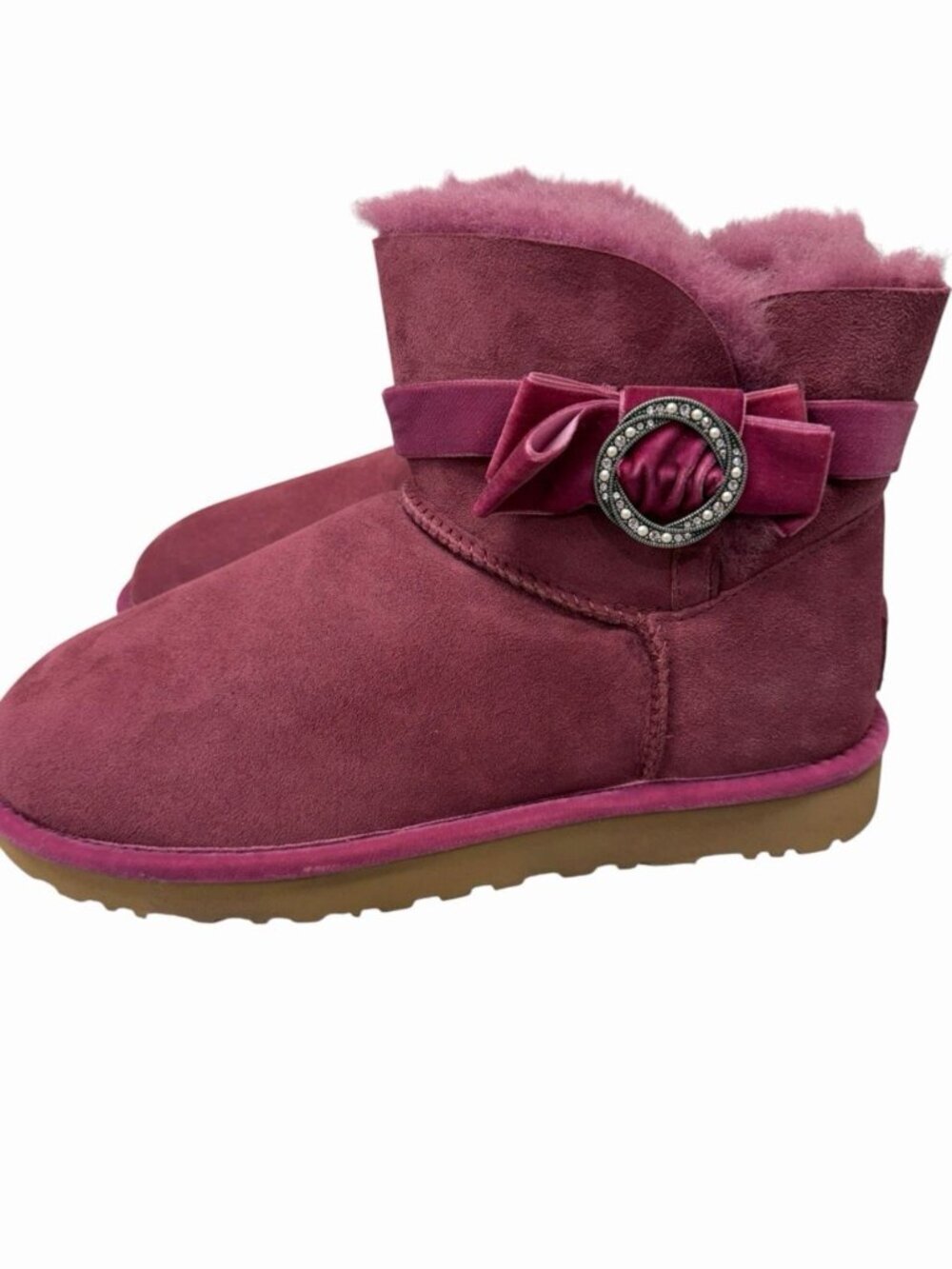 UGG Australia Mini Karlie Brooch Bling Boots Women's Size 11 Bougainvillea NWOT
